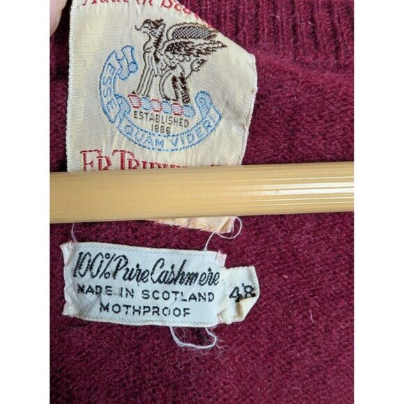 Vintage FR Tripler Sweater Mens 48 Cashmere V Neck Made Scotland 80s 90s - Picture 5 of 7